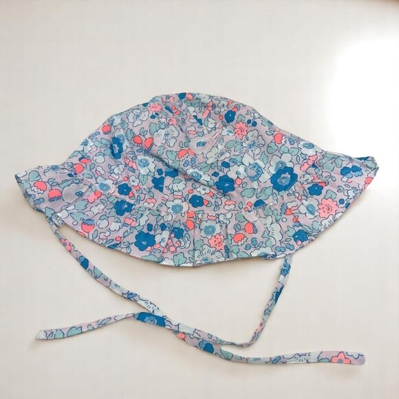 NWT Jacadi Paris Liberty Fabric Pink Floral Print Cotton Hat with Tie - Picture 2 of 4